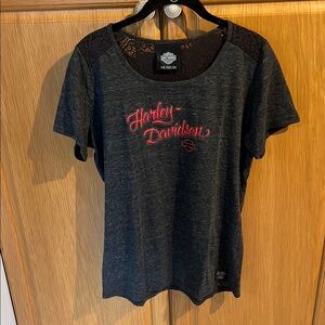 Harley-Davidson Black and Red Short Sleeve Tee